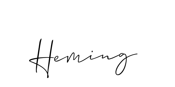 Design your own signature with our free online signature maker. With this signature software, you can create a handwritten (Allison_Script) signature for name Heming. Heming signature style 2 images and pictures png