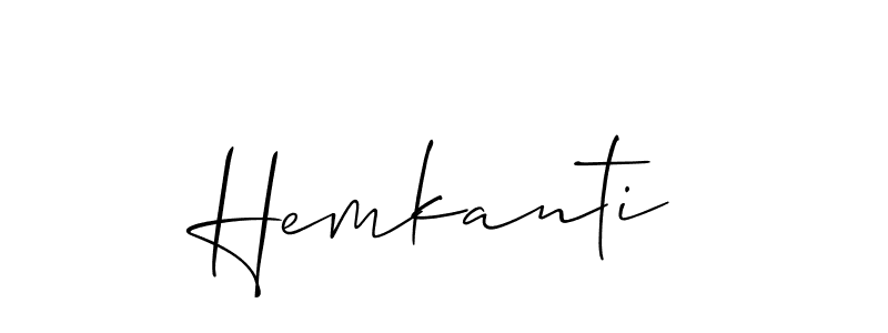 The best way (Allison_Script) to make a short signature is to pick only two or three words in your name. The name Hemkanti include a total of six letters. For converting this name. Hemkanti signature style 2 images and pictures png