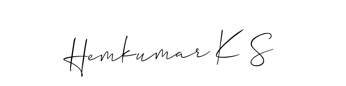 The best way (Allison_Script) to make a short signature is to pick only two or three words in your name. The name Hemkumar K S include a total of six letters. For converting this name. Hemkumar K S signature style 2 images and pictures png