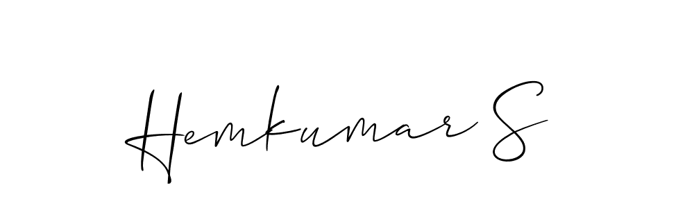 You should practise on your own different ways (Allison_Script) to write your name (Hemkumar S) in signature. don't let someone else do it for you. Hemkumar S signature style 2 images and pictures png