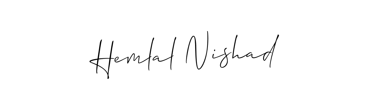 The best way (Allison_Script) to make a short signature is to pick only two or three words in your name. The name Hemlal Nishad include a total of six letters. For converting this name. Hemlal Nishad signature style 2 images and pictures png