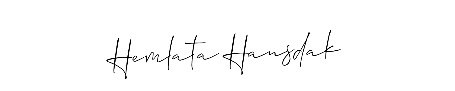 It looks lik you need a new signature style for name Hemlata Hansdak. Design unique handwritten (Allison_Script) signature with our free signature maker in just a few clicks. Hemlata Hansdak signature style 2 images and pictures png