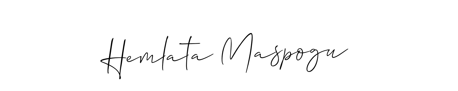 You should practise on your own different ways (Allison_Script) to write your name (Hemlata Maspogu) in signature. don't let someone else do it for you. Hemlata Maspogu signature style 2 images and pictures png