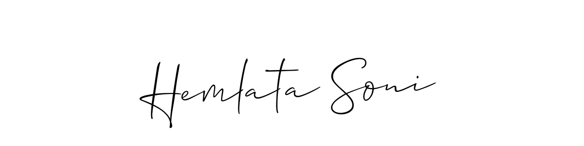 if you are searching for the best signature style for your name Hemlata Soni. so please give up your signature search. here we have designed multiple signature styles  using Allison_Script. Hemlata Soni signature style 2 images and pictures png