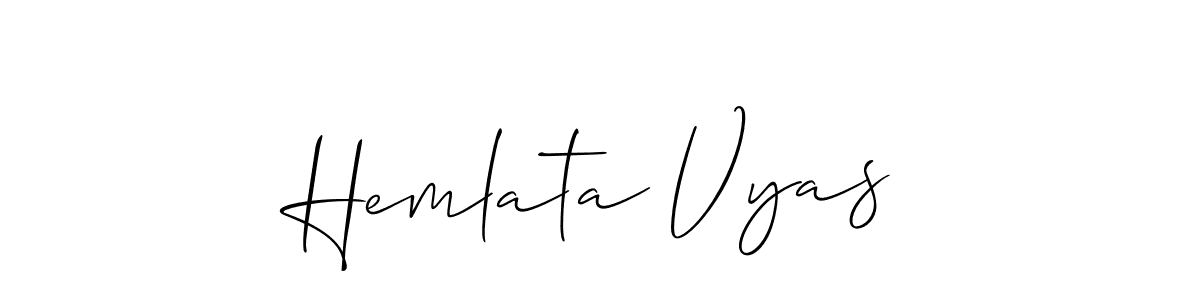 if you are searching for the best signature style for your name Hemlata Vyas. so please give up your signature search. here we have designed multiple signature styles  using Allison_Script. Hemlata Vyas signature style 2 images and pictures png