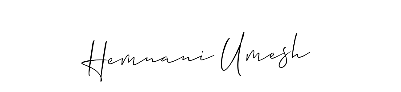 This is the best signature style for the Hemnani Umesh name. Also you like these signature font (Allison_Script). Mix name signature. Hemnani Umesh signature style 2 images and pictures png