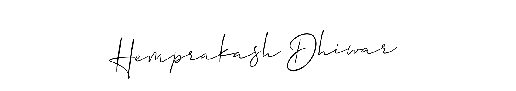 How to make Hemprakash Dhiwar name signature. Use Allison_Script style for creating short signs online. This is the latest handwritten sign. Hemprakash Dhiwar signature style 2 images and pictures png