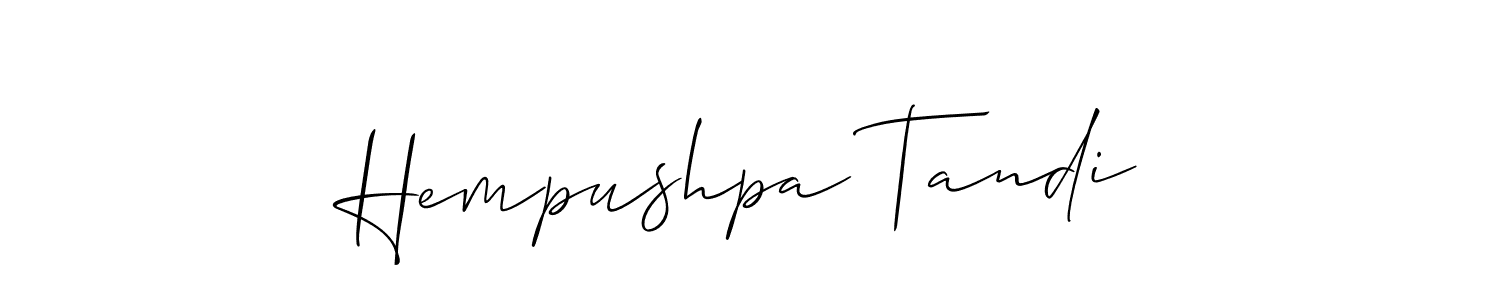 It looks lik you need a new signature style for name Hempushpa Tandi. Design unique handwritten (Allison_Script) signature with our free signature maker in just a few clicks. Hempushpa Tandi signature style 2 images and pictures png