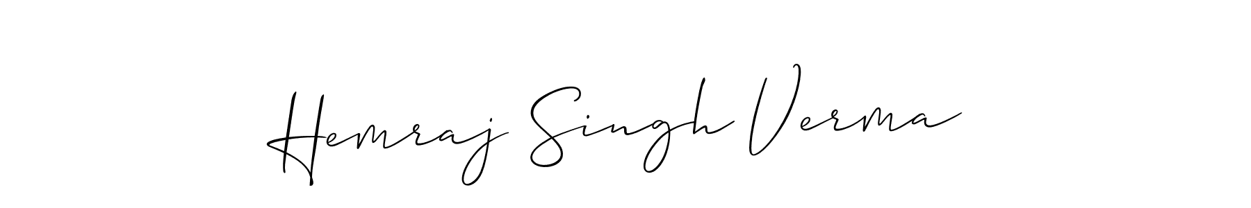 Allison_Script is a professional signature style that is perfect for those who want to add a touch of class to their signature. It is also a great choice for those who want to make their signature more unique. Get Hemraj Singh Verma name to fancy signature for free. Hemraj Singh Verma signature style 2 images and pictures png