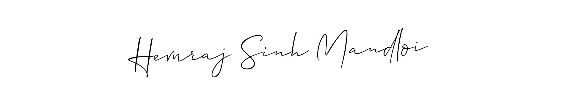 The best way (Allison_Script) to make a short signature is to pick only two or three words in your name. The name Hemraj Sinh Mandloi include a total of six letters. For converting this name. Hemraj Sinh Mandloi signature style 2 images and pictures png