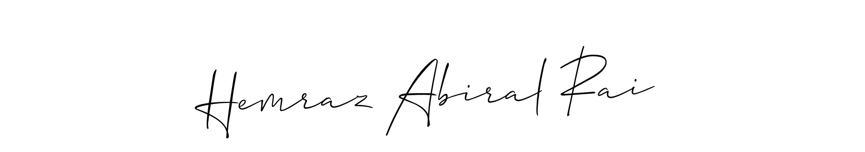 It looks lik you need a new signature style for name Hemraz Abiral Rai. Design unique handwritten (Allison_Script) signature with our free signature maker in just a few clicks. Hemraz Abiral Rai signature style 2 images and pictures png