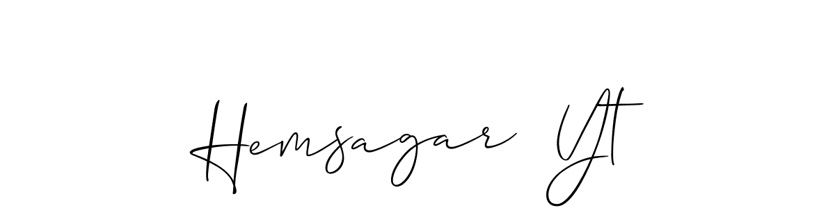 Similarly Allison_Script is the best handwritten signature design. Signature creator online .You can use it as an online autograph creator for name Hemsagar  Yt. Hemsagar  Yt signature style 2 images and pictures png
