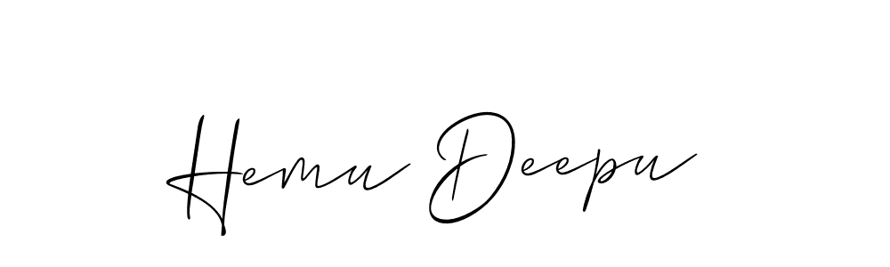 Create a beautiful signature design for name Hemu Deepu. With this signature (Allison_Script) fonts, you can make a handwritten signature for free. Hemu Deepu signature style 2 images and pictures png