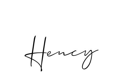 if you are searching for the best signature style for your name Hency. so please give up your signature search. here we have designed multiple signature styles  using Allison_Script. Hency signature style 2 images and pictures png