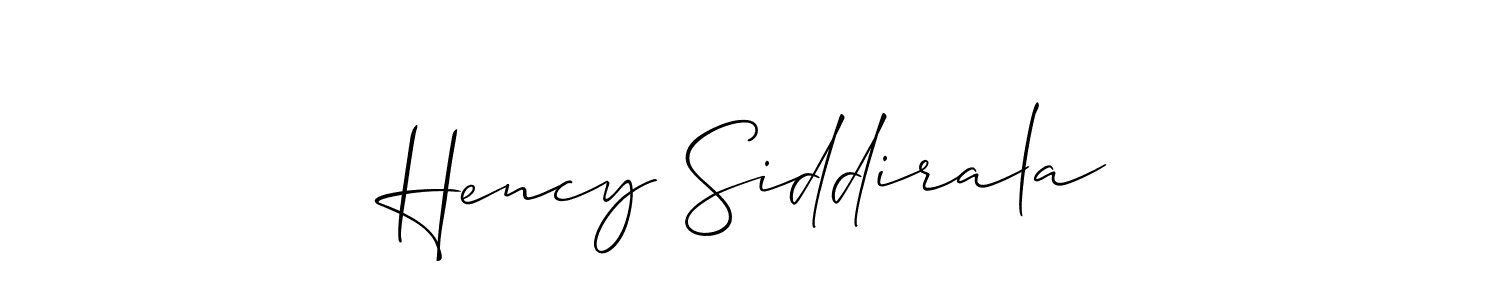 Similarly Allison_Script is the best handwritten signature design. Signature creator online .You can use it as an online autograph creator for name Hency Siddirala. Hency Siddirala signature style 2 images and pictures png
