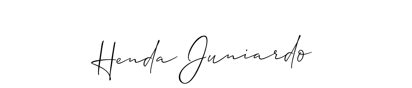 This is the best signature style for the Henda Juniardo name. Also you like these signature font (Allison_Script). Mix name signature. Henda Juniardo signature style 2 images and pictures png