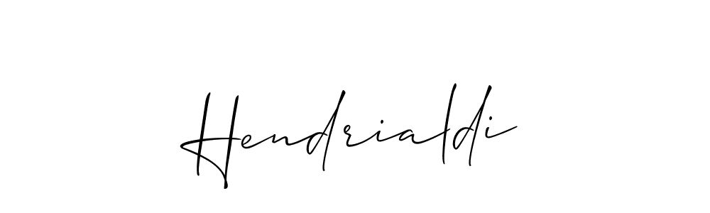 Use a signature maker to create a handwritten signature online. With this signature software, you can design (Allison_Script) your own signature for name Hendrialdi. Hendrialdi signature style 2 images and pictures png