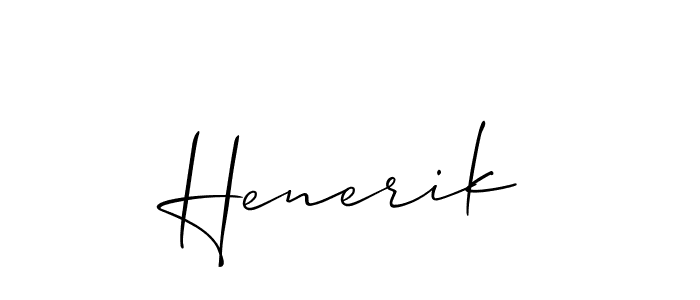 Use a signature maker to create a handwritten signature online. With this signature software, you can design (Allison_Script) your own signature for name Henerik. Henerik signature style 2 images and pictures png