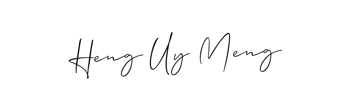 if you are searching for the best signature style for your name Heng Uy Meng. so please give up your signature search. here we have designed multiple signature styles  using Allison_Script. Heng Uy Meng signature style 2 images and pictures png