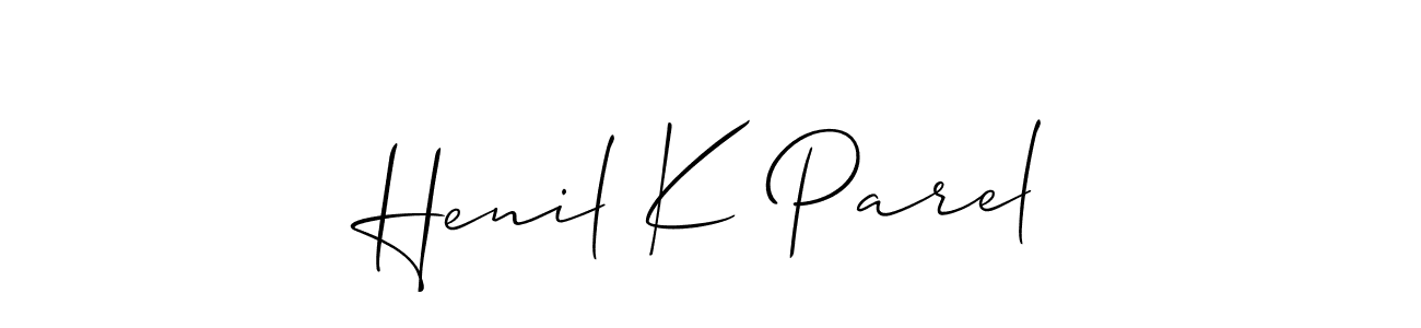 Henil K Parel stylish signature style. Best Handwritten Sign (Allison_Script) for my name. Handwritten Signature Collection Ideas for my name Henil K Parel. Henil K Parel signature style 2 images and pictures png