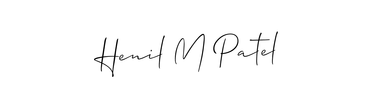Also we have Henil M Patel name is the best signature style. Create professional handwritten signature collection using Allison_Script autograph style. Henil M Patel signature style 2 images and pictures png