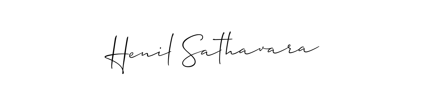 How to Draw Henil Sathavara signature style? Allison_Script is a latest design signature styles for name Henil Sathavara. Henil Sathavara signature style 2 images and pictures png