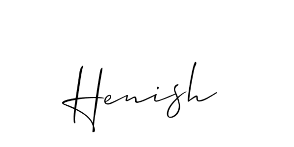 Use a signature maker to create a handwritten signature online. With this signature software, you can design (Allison_Script) your own signature for name Henish. Henish signature style 2 images and pictures png