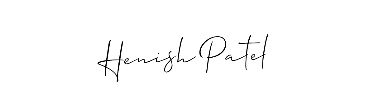 Use a signature maker to create a handwritten signature online. With this signature software, you can design (Allison_Script) your own signature for name Henish Patel. Henish Patel signature style 2 images and pictures png