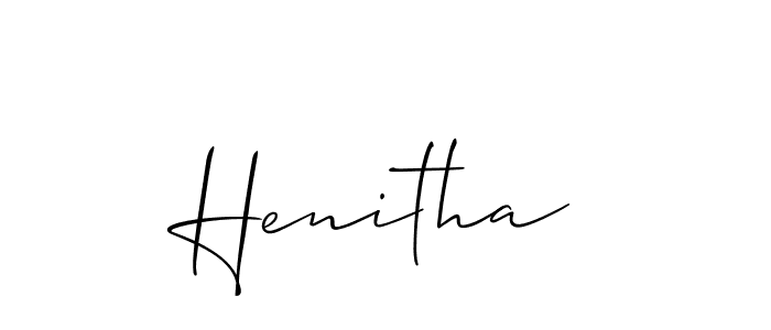 You should practise on your own different ways (Allison_Script) to write your name (Henitha) in signature. don't let someone else do it for you. Henitha signature style 2 images and pictures png