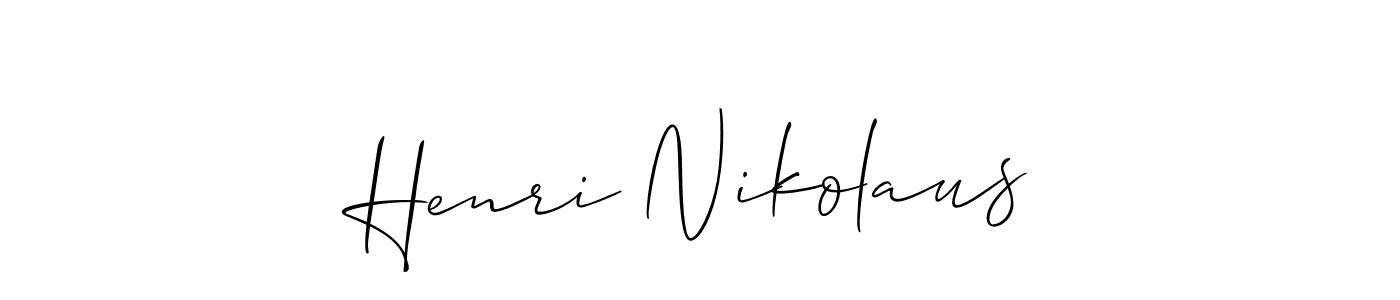 The best way (Allison_Script) to make a short signature is to pick only two or three words in your name. The name Henri Nikolaus include a total of six letters. For converting this name. Henri Nikolaus signature style 2 images and pictures png