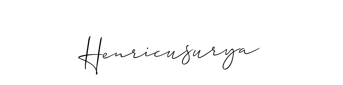 Allison_Script is a professional signature style that is perfect for those who want to add a touch of class to their signature. It is also a great choice for those who want to make their signature more unique. Get Henricusurya name to fancy signature for free. Henricusurya signature style 2 images and pictures png