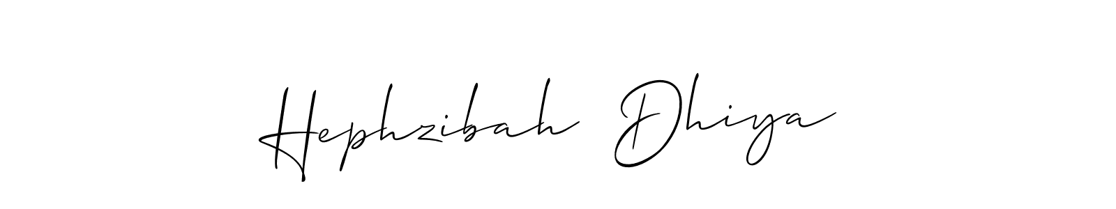 The best way (Allison_Script) to make a short signature is to pick only two or three words in your name. The name Hephzibah  Dhiya include a total of six letters. For converting this name. Hephzibah  Dhiya signature style 2 images and pictures png