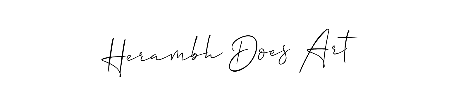 Make a beautiful signature design for name Herambh Does Art. With this signature (Allison_Script) style, you can create a handwritten signature for free. Herambh Does Art signature style 2 images and pictures png