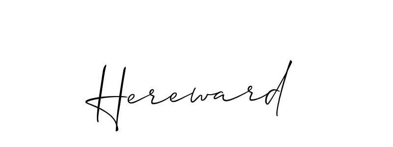 Use a signature maker to create a handwritten signature online. With this signature software, you can design (Allison_Script) your own signature for name Hereward. Hereward signature style 2 images and pictures png