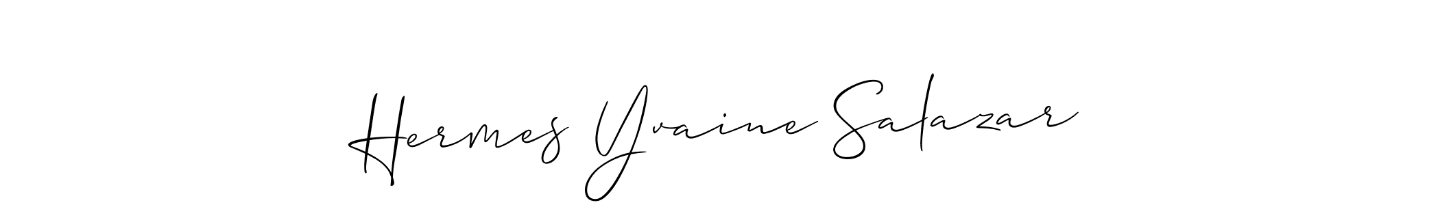 Allison_Script is a professional signature style that is perfect for those who want to add a touch of class to their signature. It is also a great choice for those who want to make their signature more unique. Get Hermes Yvaine Salazar name to fancy signature for free. Hermes Yvaine Salazar signature style 2 images and pictures png