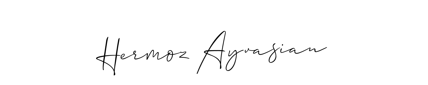 if you are searching for the best signature style for your name Hermoz Ayvasian. so please give up your signature search. here we have designed multiple signature styles  using Allison_Script. Hermoz Ayvasian signature style 2 images and pictures png