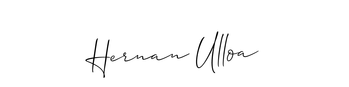 The best way (Allison_Script) to make a short signature is to pick only two or three words in your name. The name Hernan Ulloa include a total of six letters. For converting this name. Hernan Ulloa signature style 2 images and pictures png