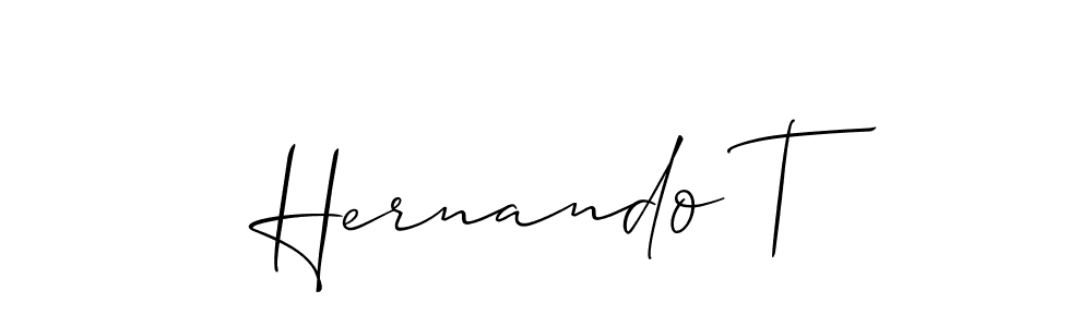 The best way (Allison_Script) to make a short signature is to pick only two or three words in your name. The name Hernando T include a total of six letters. For converting this name. Hernando T signature style 2 images and pictures png