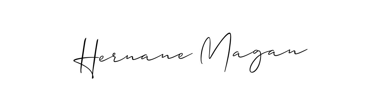 It looks lik you need a new signature style for name Hernane Magan. Design unique handwritten (Allison_Script) signature with our free signature maker in just a few clicks. Hernane Magan signature style 2 images and pictures png