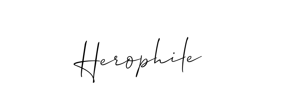 Make a beautiful signature design for name Herophile. With this signature (Allison_Script) style, you can create a handwritten signature for free. Herophile signature style 2 images and pictures png