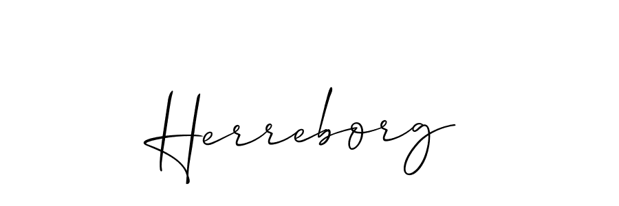 The best way (Allison_Script) to make a short signature is to pick only two or three words in your name. The name Herreborg include a total of six letters. For converting this name. Herreborg signature style 2 images and pictures png