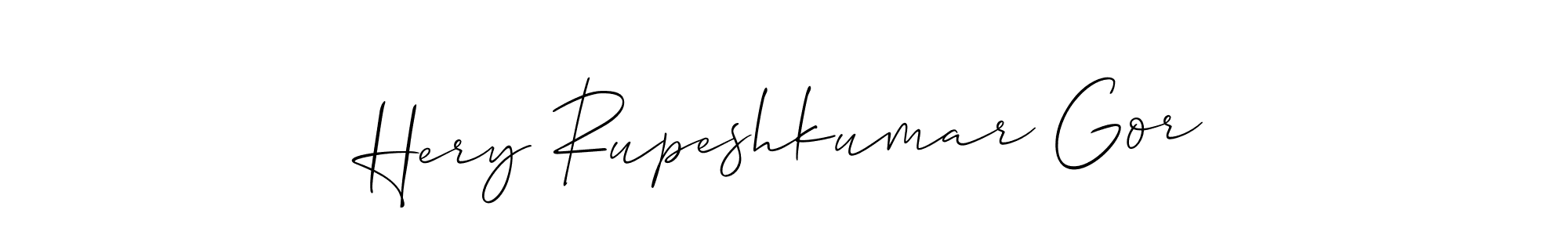 The best way (Allison_Script) to make a short signature is to pick only two or three words in your name. The name Hery Rupeshkumar Gor include a total of six letters. For converting this name. Hery Rupeshkumar Gor signature style 2 images and pictures png