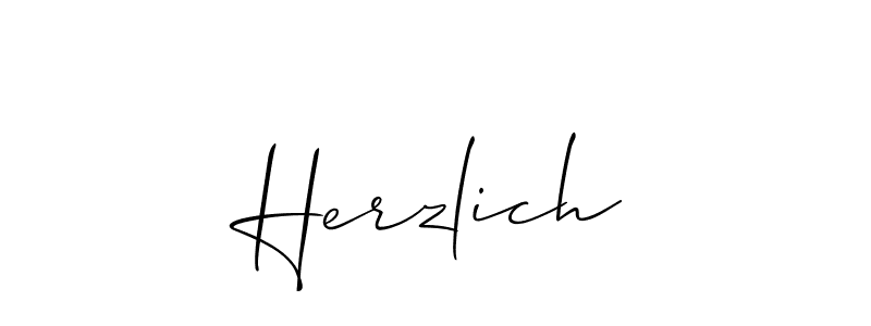 How to make Herzlich signature? Allison_Script is a professional autograph style. Create handwritten signature for Herzlich name. Herzlich signature style 2 images and pictures png