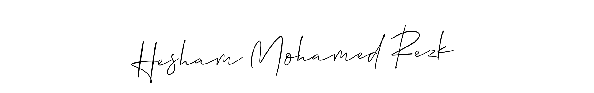 if you are searching for the best signature style for your name Hesham Mohamed Rezk. so please give up your signature search. here we have designed multiple signature styles  using Allison_Script. Hesham Mohamed Rezk signature style 2 images and pictures png