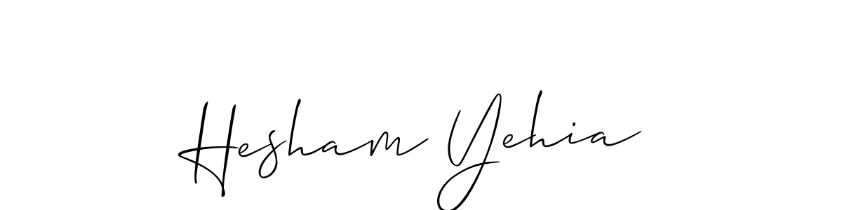 The best way (Allison_Script) to make a short signature is to pick only two or three words in your name. The name Hesham Yehia include a total of six letters. For converting this name. Hesham Yehia signature style 2 images and pictures png