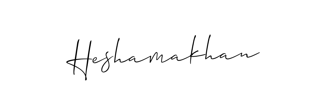 if you are searching for the best signature style for your name Heshamakhan. so please give up your signature search. here we have designed multiple signature styles  using Allison_Script. Heshamakhan signature style 2 images and pictures png