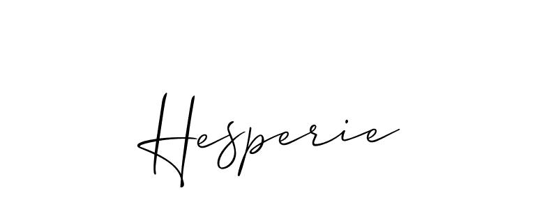 It looks lik you need a new signature style for name Hesperie. Design unique handwritten (Allison_Script) signature with our free signature maker in just a few clicks. Hesperie signature style 2 images and pictures png