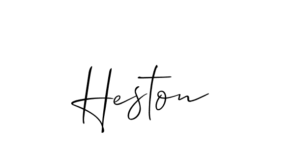 Design your own signature with our free online signature maker. With this signature software, you can create a handwritten (Allison_Script) signature for name Heston. Heston signature style 2 images and pictures png