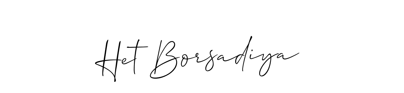 Design your own signature with our free online signature maker. With this signature software, you can create a handwritten (Allison_Script) signature for name Het Borsadiya. Het Borsadiya signature style 2 images and pictures png