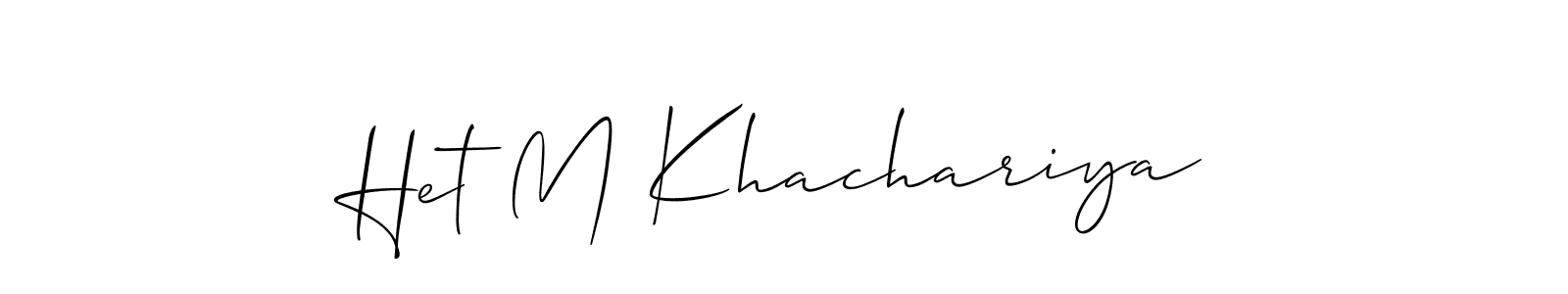 Allison_Script is a professional signature style that is perfect for those who want to add a touch of class to their signature. It is also a great choice for those who want to make their signature more unique. Get Het M Khachariya name to fancy signature for free. Het M Khachariya signature style 2 images and pictures png